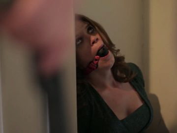 Rebecca Crigler ball gagged in bondage